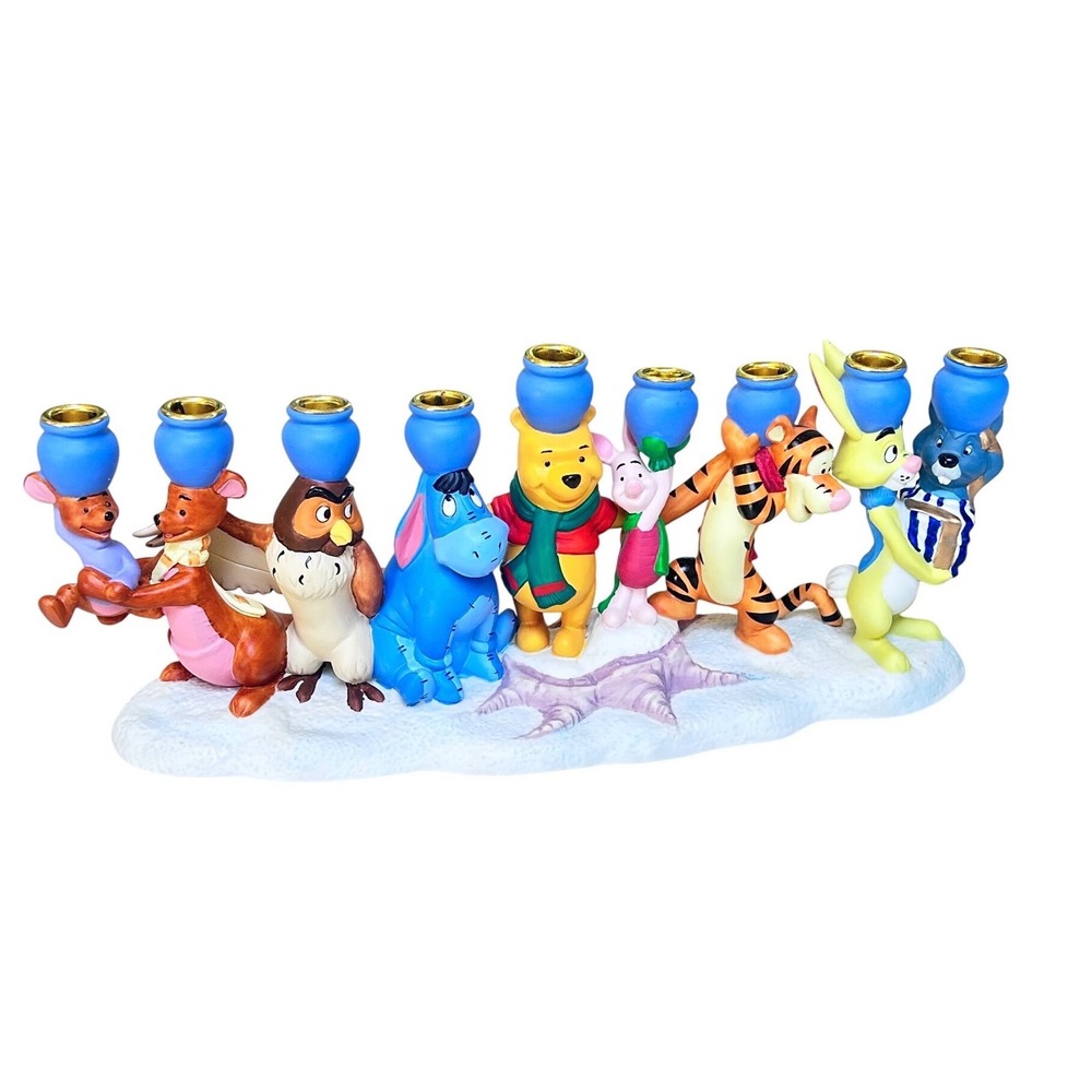 Rare VTG Disney Winnie the Pooh Friends Ceramic Hanukkah Menorah Hanukkiah Boxed